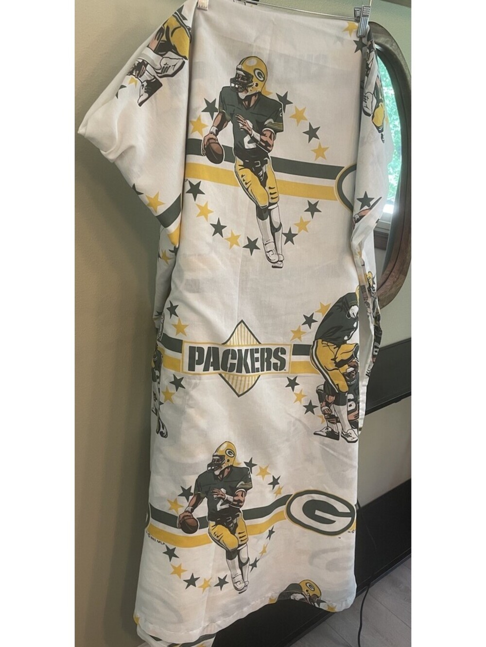 Vintage Green Bay Packers Twin Flat Sheet W/Pillowcase 1995 NFL 92”x67” Rare